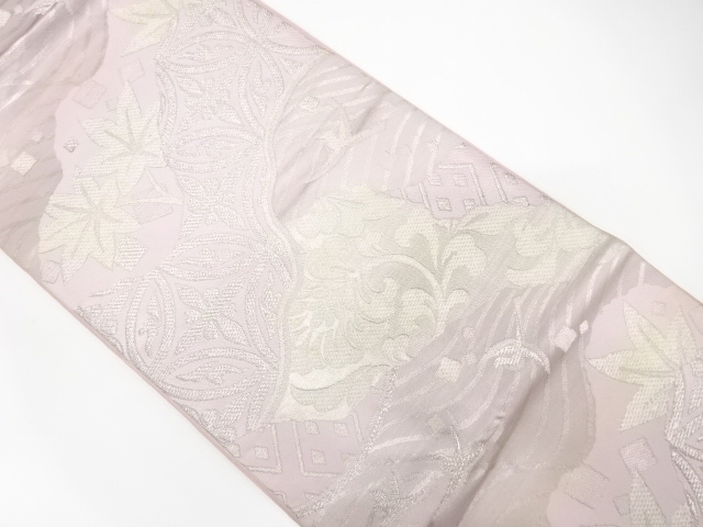 アンティーク　川島織物製　唐花に楓・花七宝模様織り出し袋帯（材料）